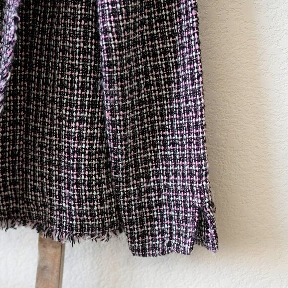 JESSICA HOWARD BLAZER SZ L BLACK PINK & WHITE JACKET TWEED FRINGE ACADEMIA - Picture 2 of 6